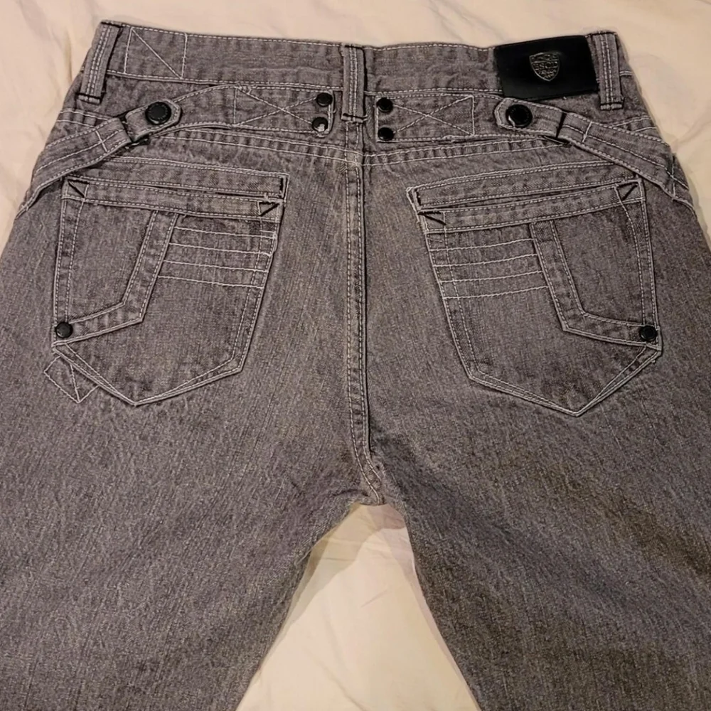 Basic Code Men's Straight Leg Jeans Y2K Relaxed Fit Denim,‎ Size 34x30, Gray